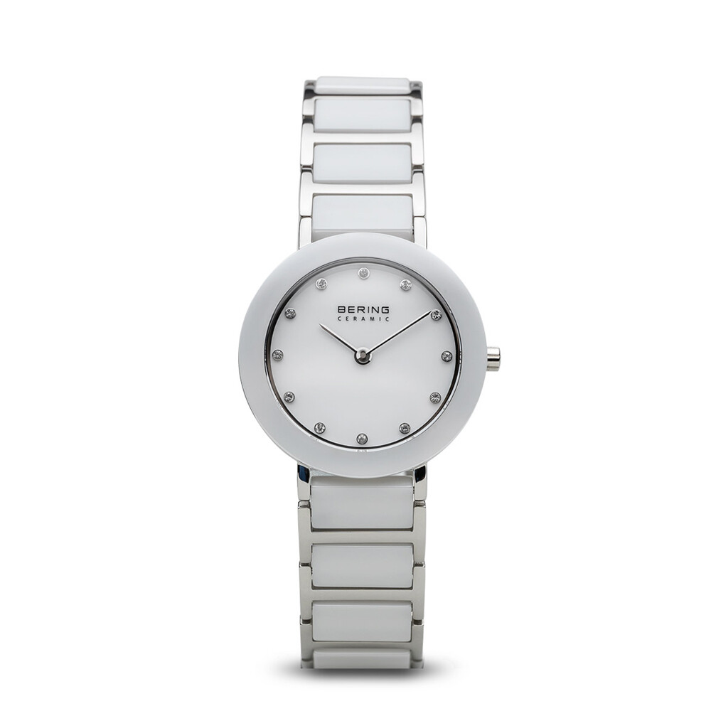 Bering Time White Stainless Steel & Ceramic Links Women’s Watch. 11429-754