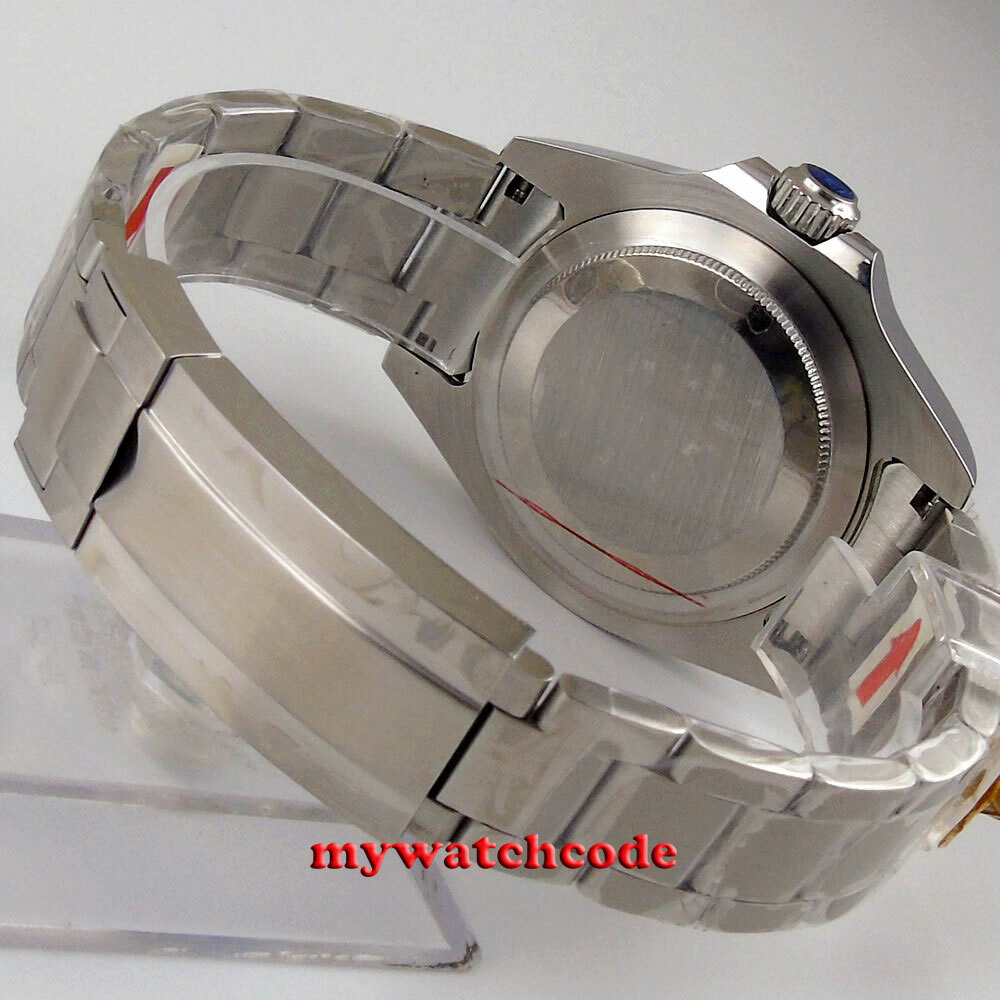 43mm bliger black sterile dial sapphire glass GMT date automatic mens watch