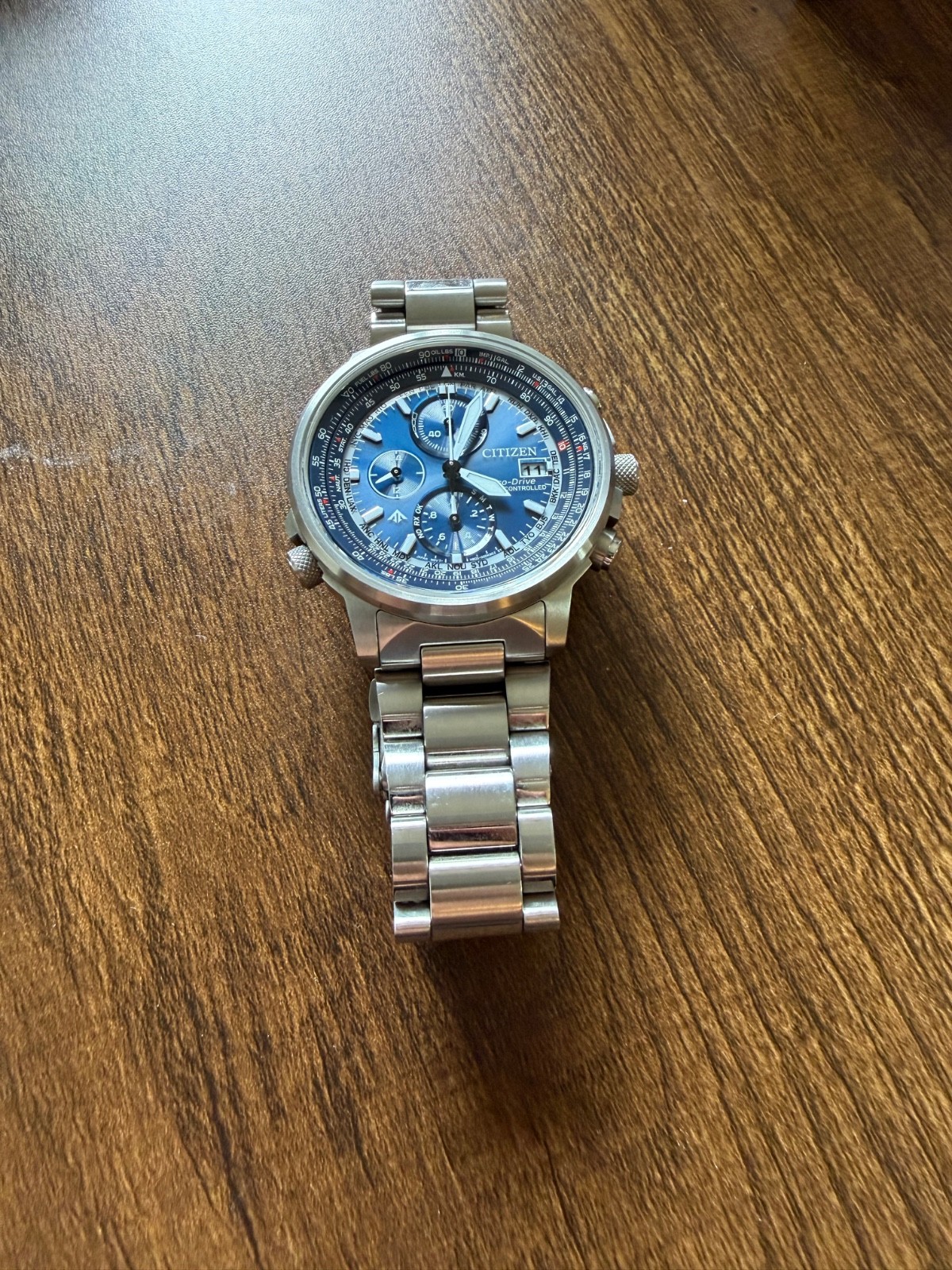 Citizen Men’s Sky Perpetual Chronograph Silver Eco-Drive Watch 41MM AT8300-58L