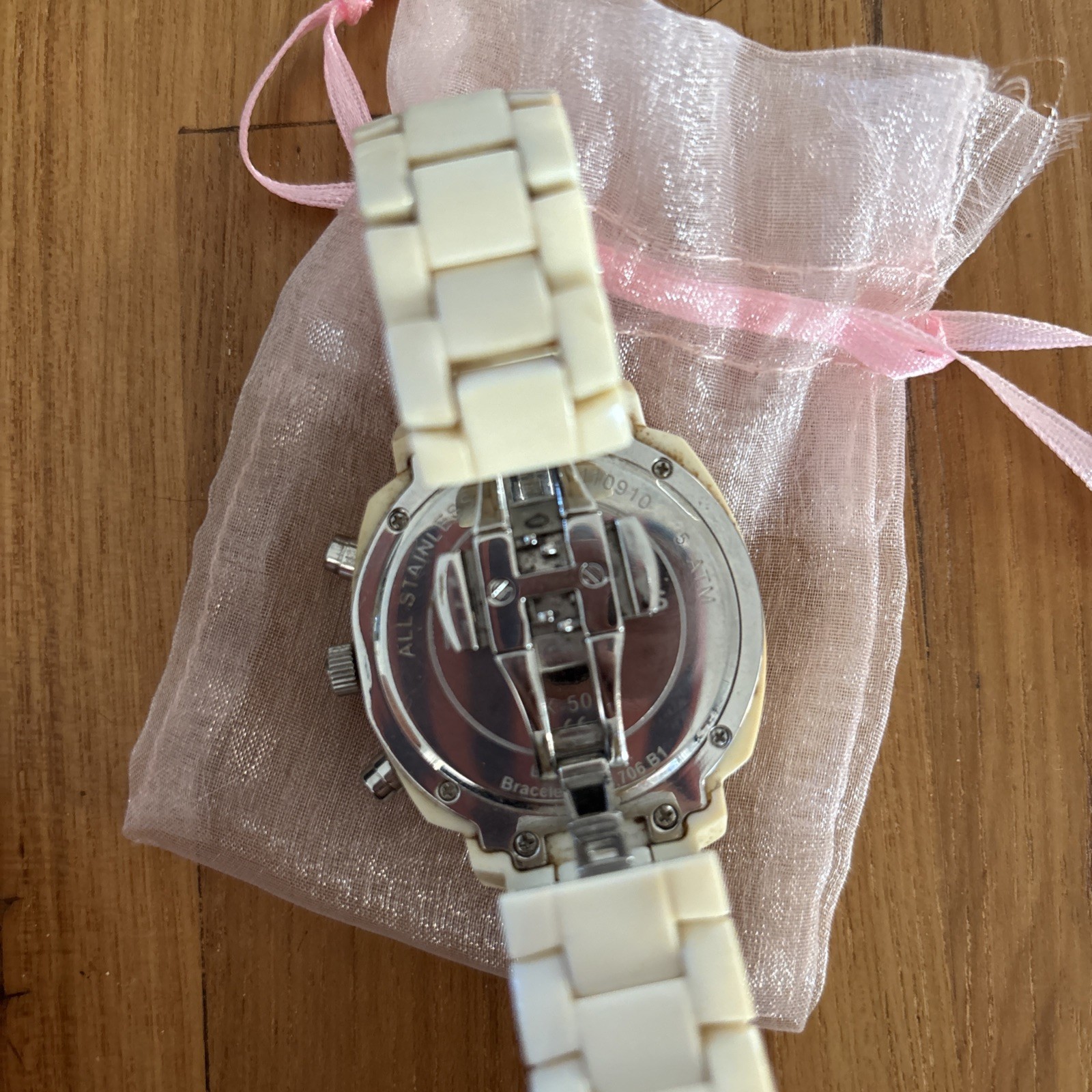 Michael Kors MK-5079 Runway Womens Watch Ceramic Chronograph New Battery 7.25″