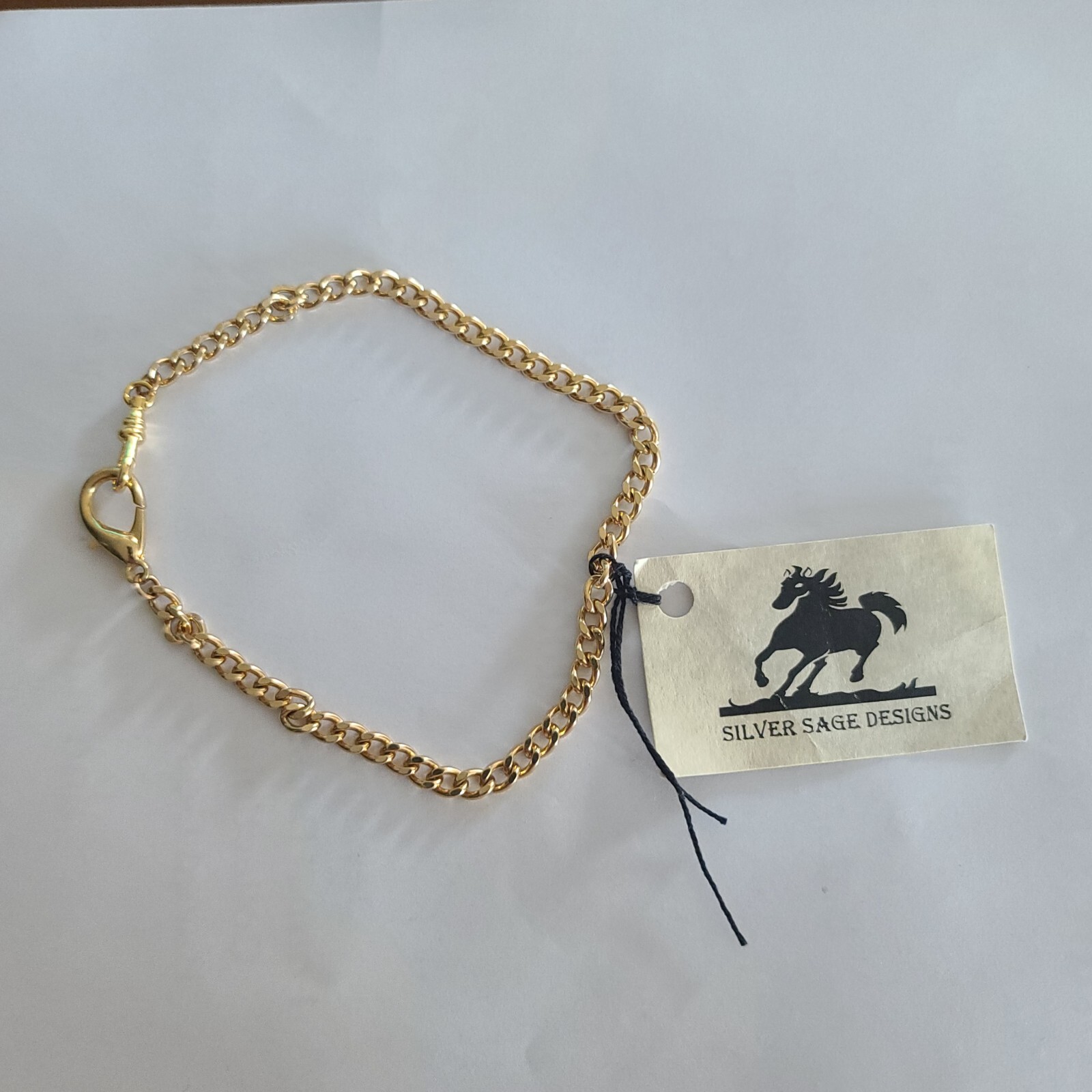 11 3/4″ Pocket Watch Chain Gold In Color Silver Sage Desings