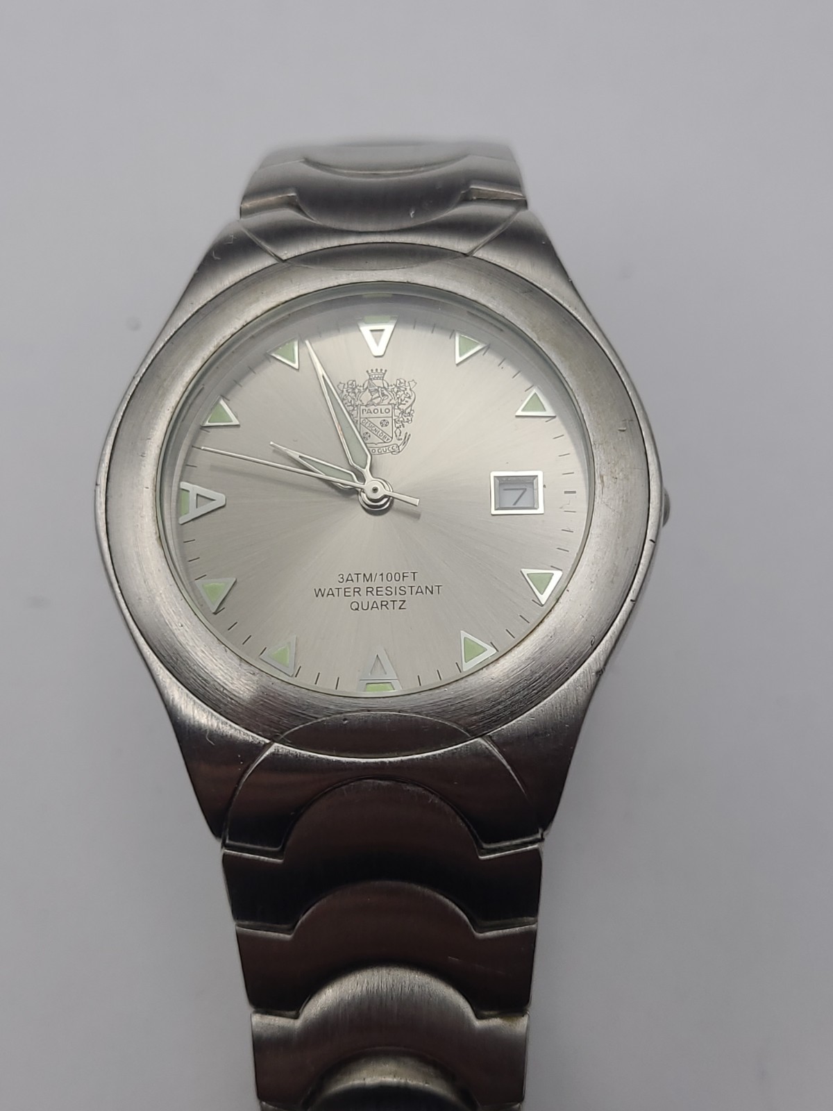 Vintage Paolo Gucci Silver Tone Analog Quartz Watch New Battery Working