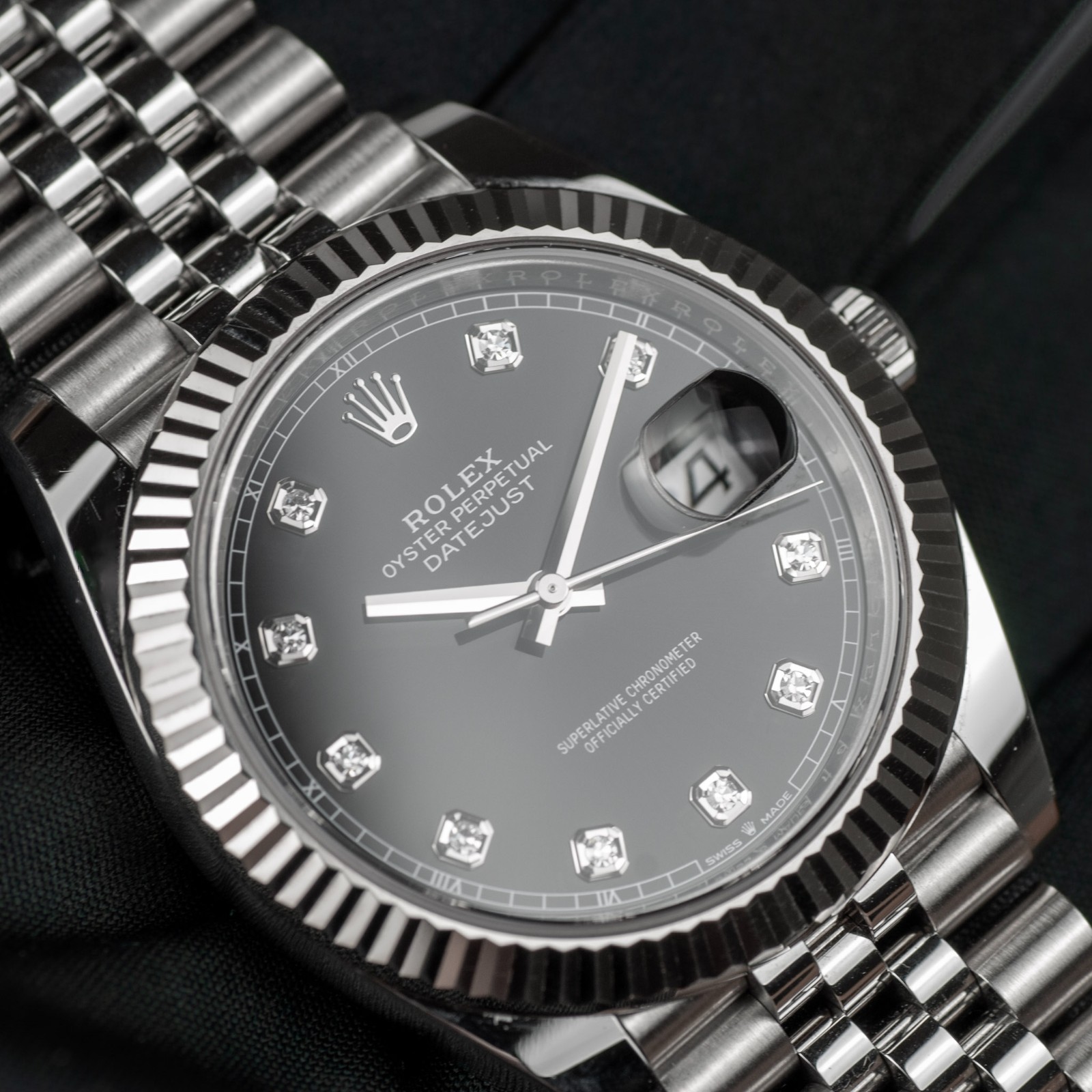 2026 Rolex Datejust 41mm Black Diamond Fluted Jubilee Complete Set – 126334
