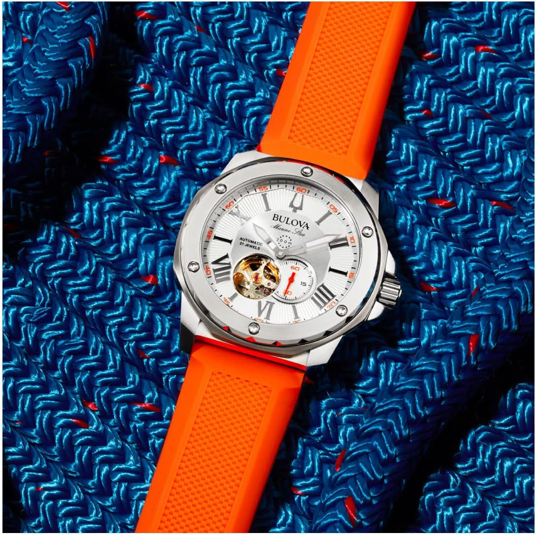 Men’s Marine Star Automatic Watch – Orange Silicone Strap 98A226