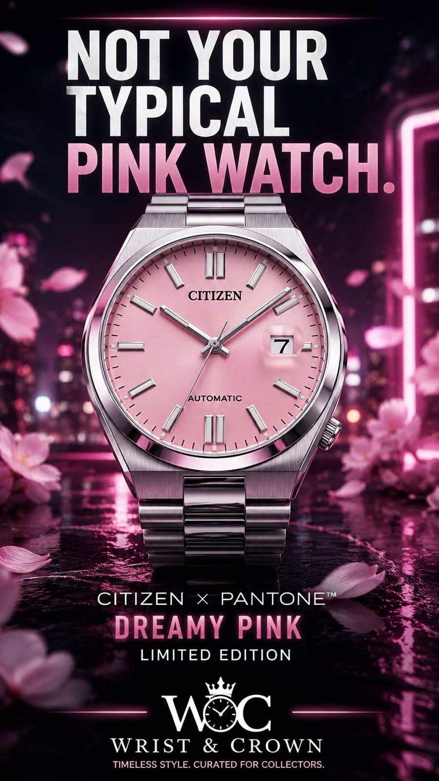 Citizen Tsuyosa NJ0158-89X Automatic Watch Pantone Dreamy Pink Limited Edition