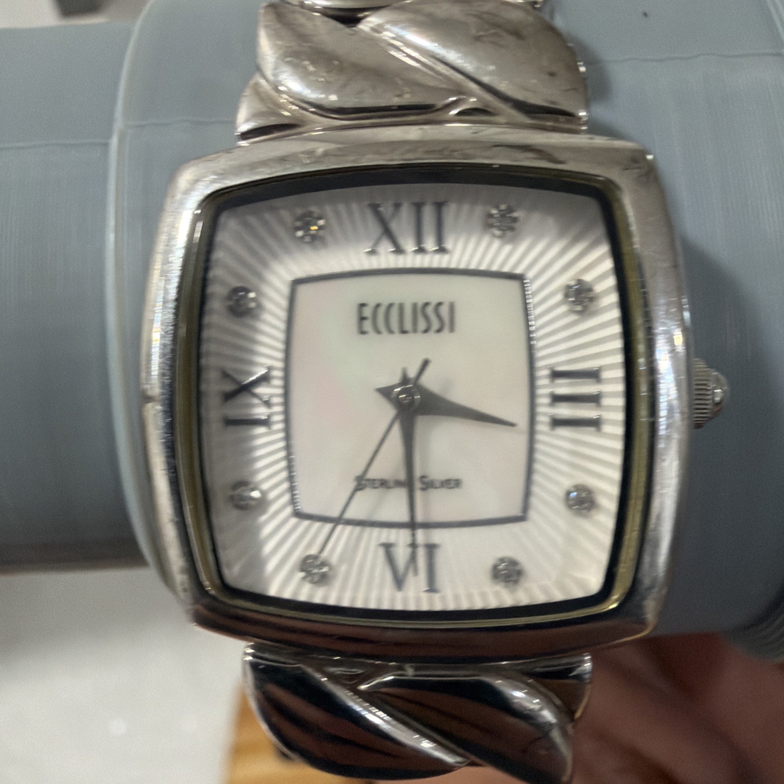 ECCLISSI STERLING SILVER CASE &925 BAND WOMEN WATCH NEW Battery 33535