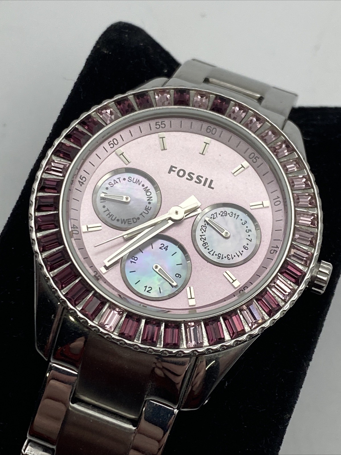 Fossil Unisex Quartz Es-2959 Stainless Steel Analog Display New Battery