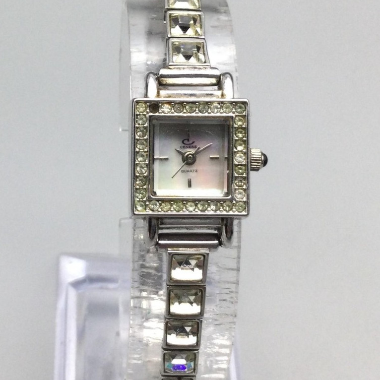 Cenerre Womens Watch 15mm Silver Tone MOP Dial Crystal New Battery 6.25″