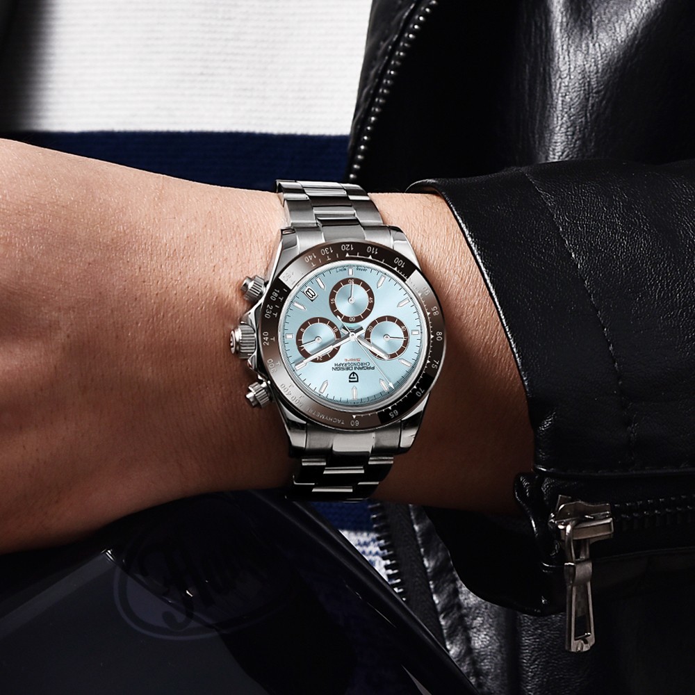 Luxury Men’s Chronograph Quartz Watch. Sapphire Crystal. Stainless Steel
