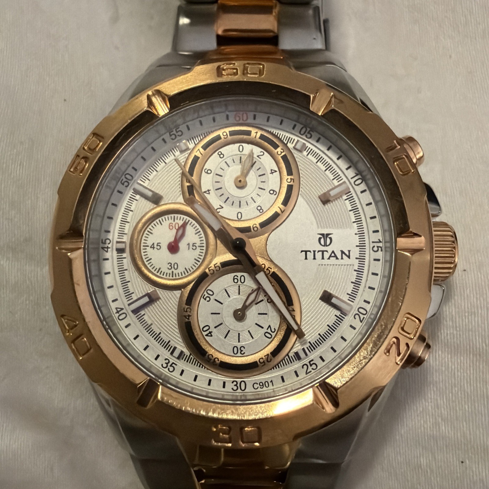Titan Regalia NR9308BM01 Two Tone silver and Rose Gold Stainless 46.8mm Watch
