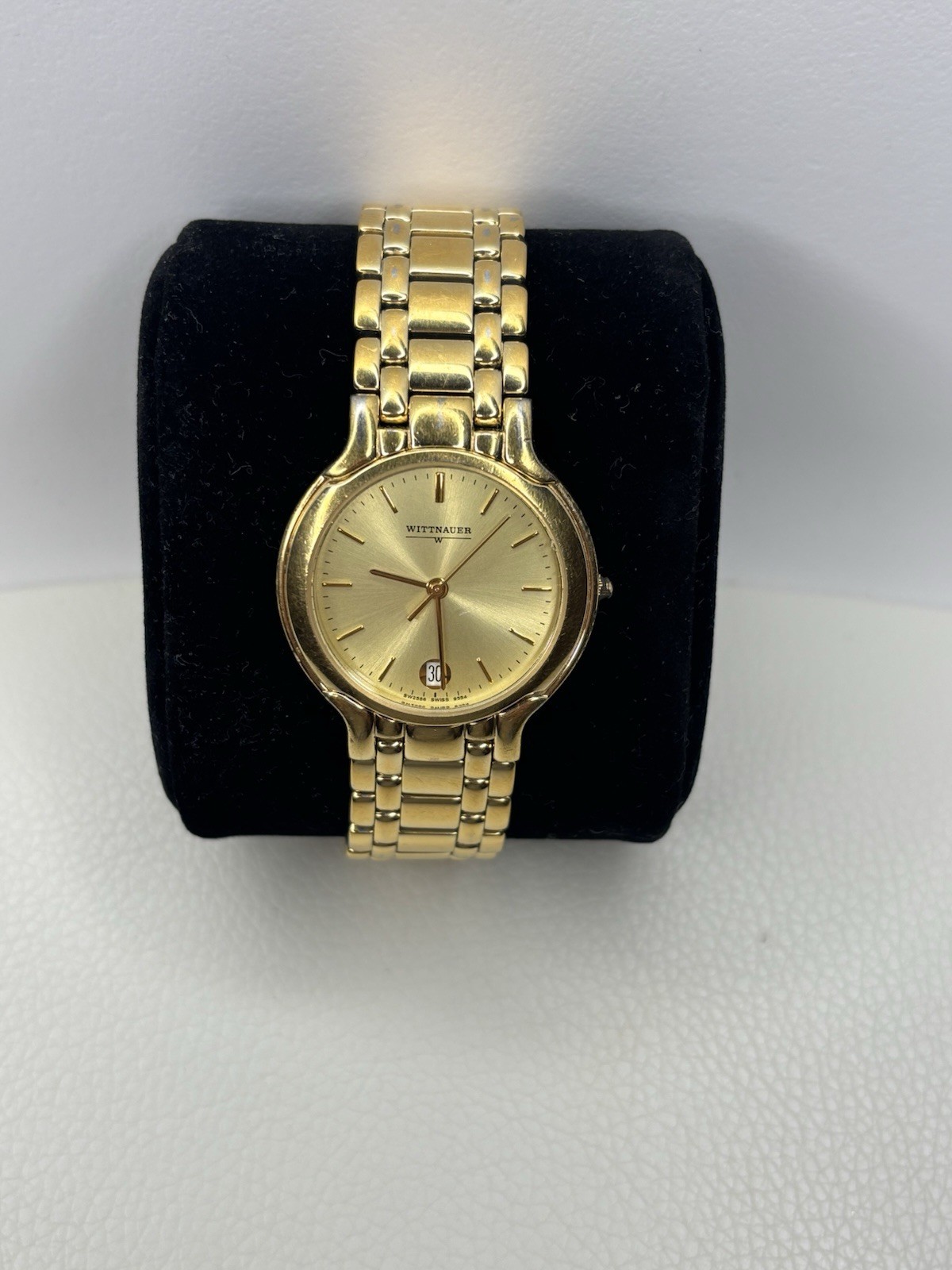 Wittnauer Swiss Quartz Gold Tone Men’s Watch Date 32mm Runs Great New Battery