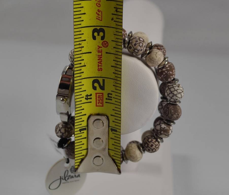 Jilzarah Latte Round Watch Polymer Clay Beads Handcrafted Artisan Jewelry P3