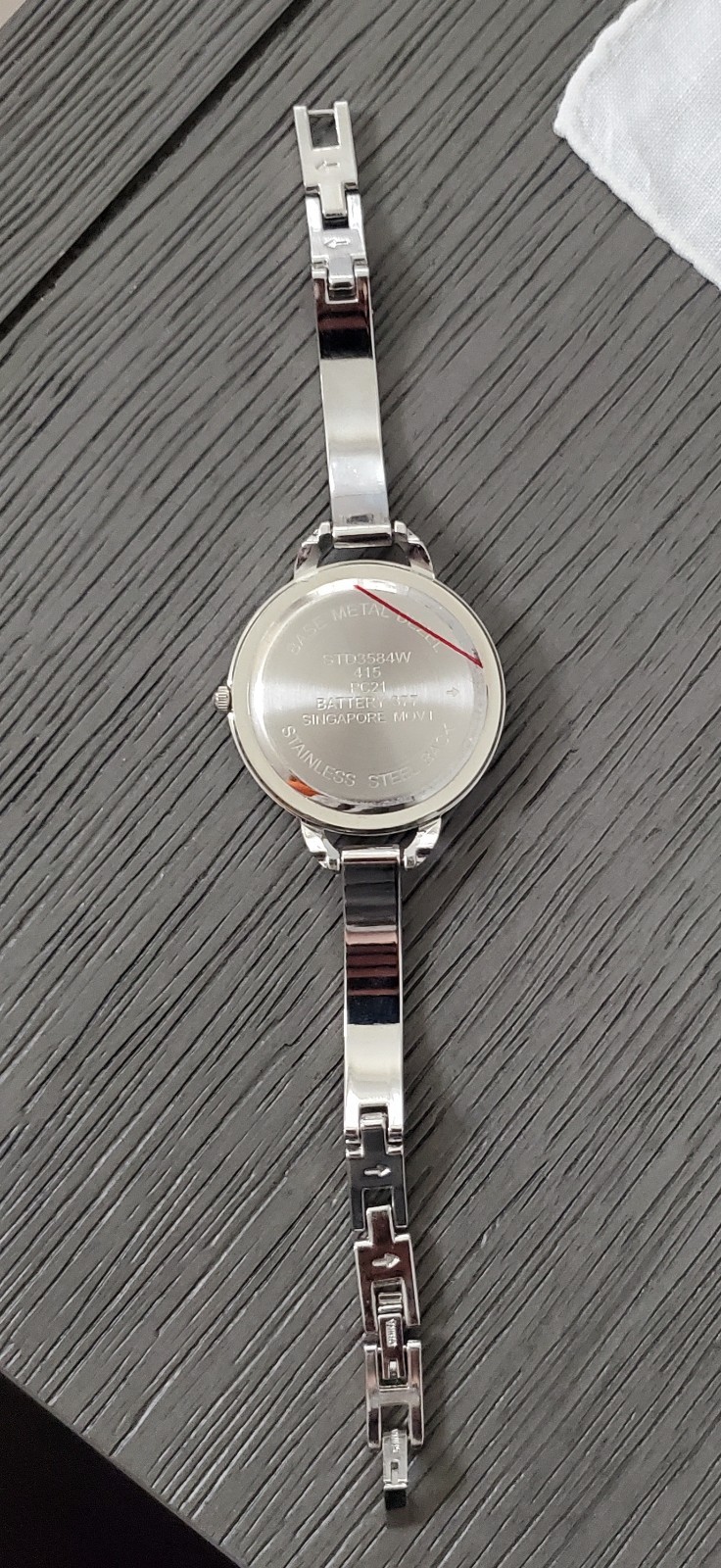 Studio Time Women’s Silver Bangle Watch Black Dial Round STD3584W PC21