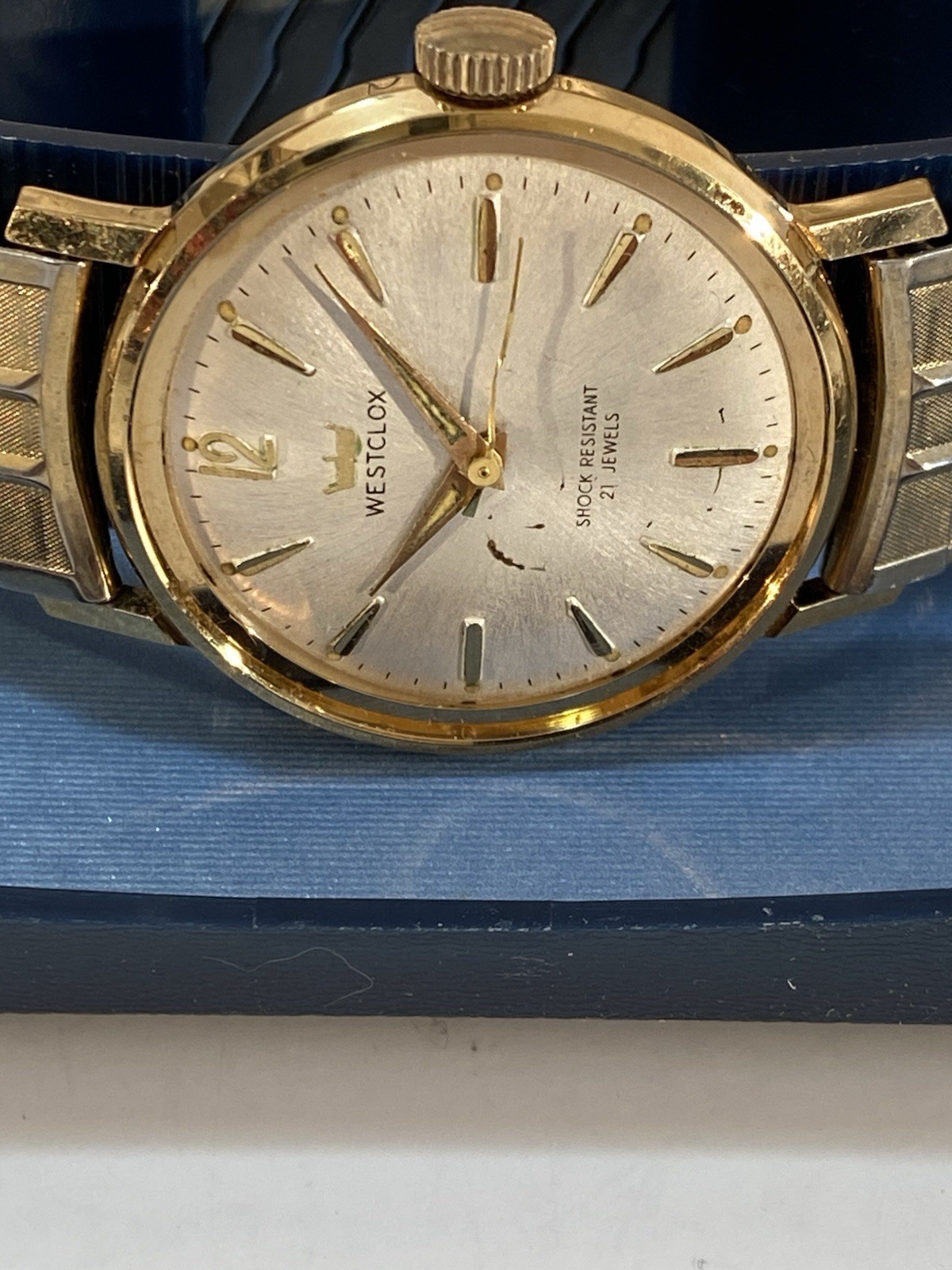 Westclox Crown Line Watch Manual Wind 17 Jewels With Box No Crystal Not Working