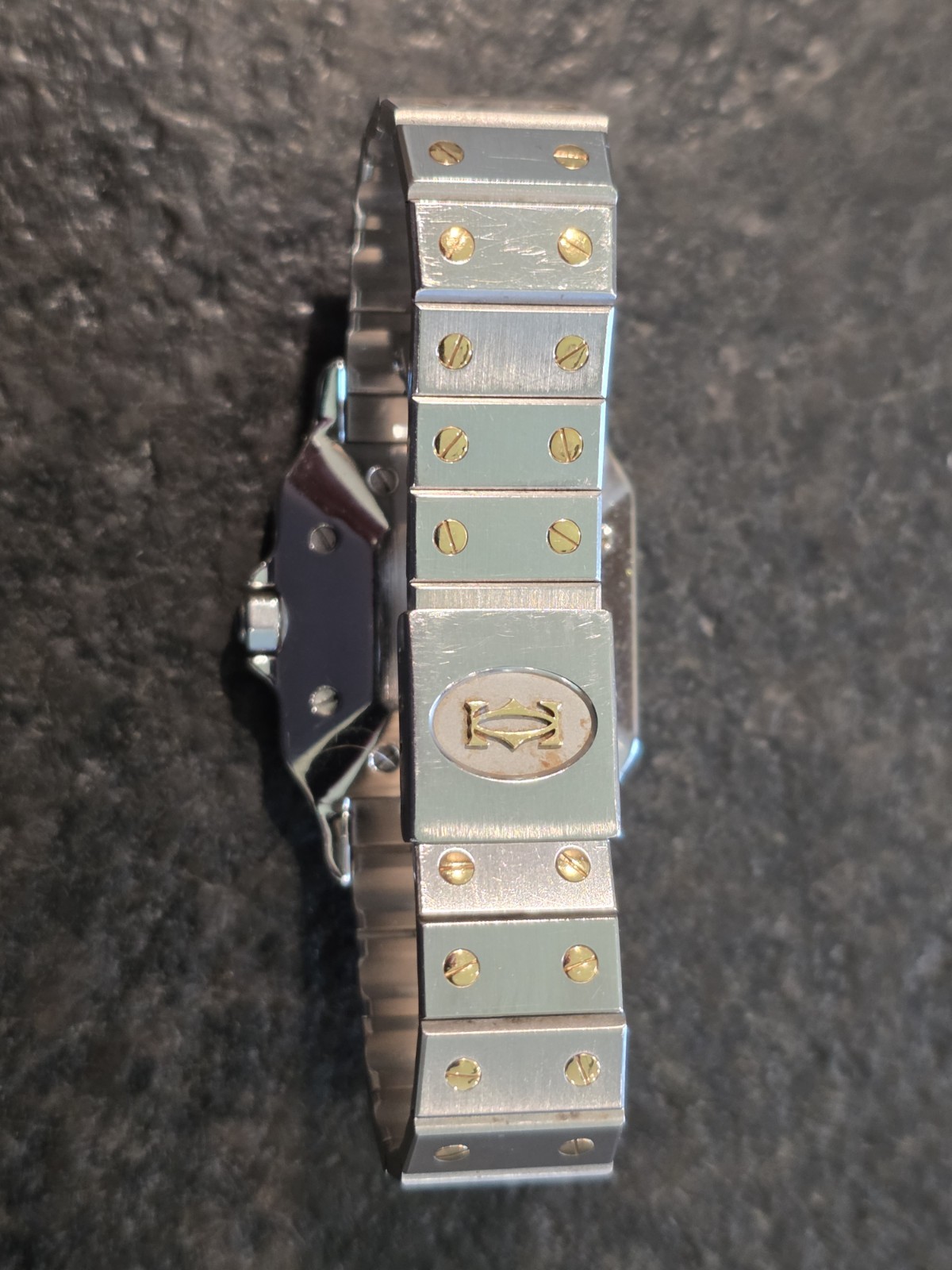 Ladies Cartier Santos Two-Tone Square Quartz Date Watch w/ Box & Booklets