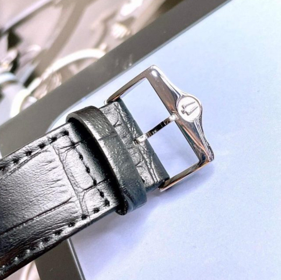 Bulova Precisionist Gray Dial Silver Tone Black Leather Band Men’s Watch 96B158