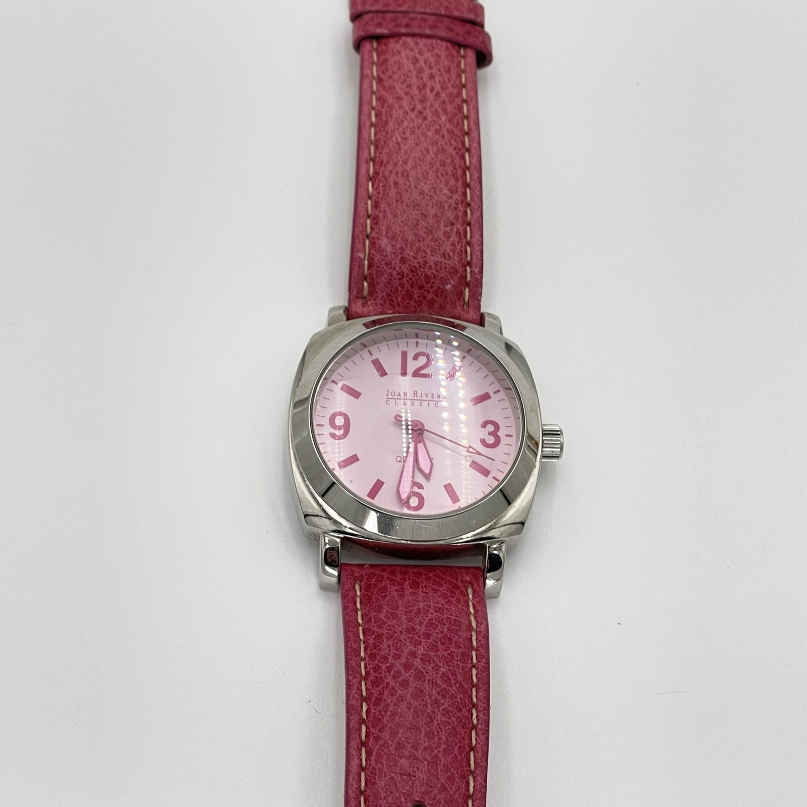 Joan Rivers Classics Watch Womens Pink Dial Leather Strap Quartz Japan Movt