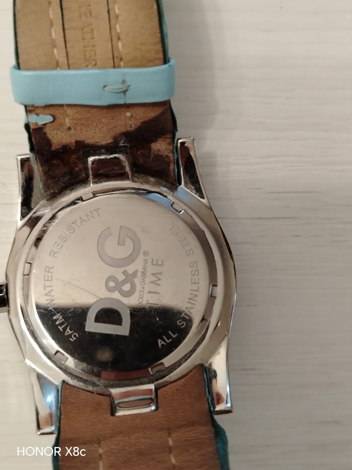 D&G Dolce & Gabbana Time Men’s Watch Stainless Steel Light Blue Leather Strap