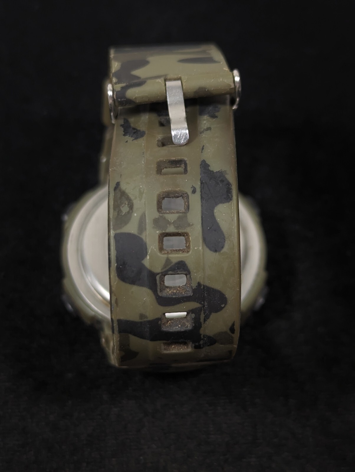 Digital Day Date Alarm Timer Green Black Camouflage Silicone Band Watch 8.5 In