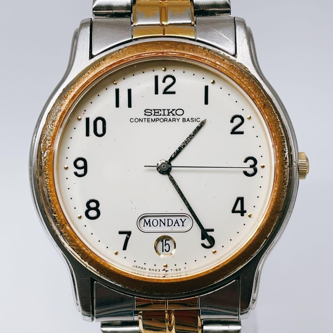 New Battery Running SEIKO Men’s Day Date Vintage 5H23 7080 SEIKO Combination Two