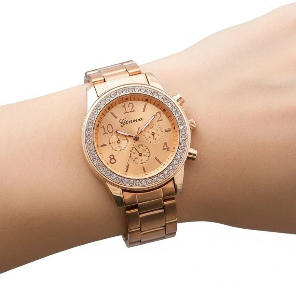 Rose Gold Women’s Watches With Diamonds Wrist Watch Rhinestone Watch