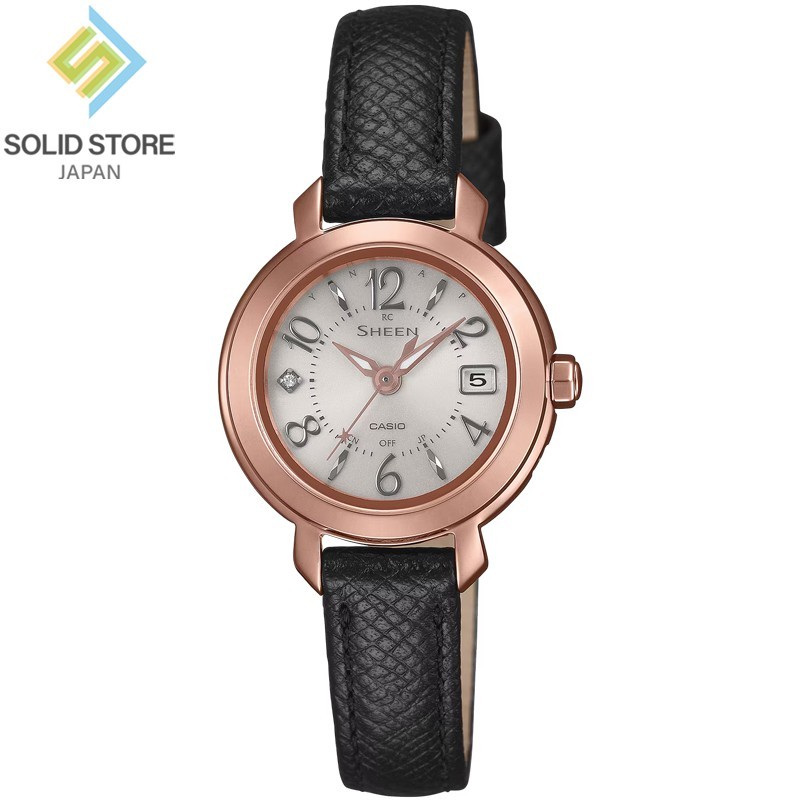 CASIO SHEEN SHW-5300PGL-7AJF Tough Solar Women’s Watch Black Leather Band 25.6mm