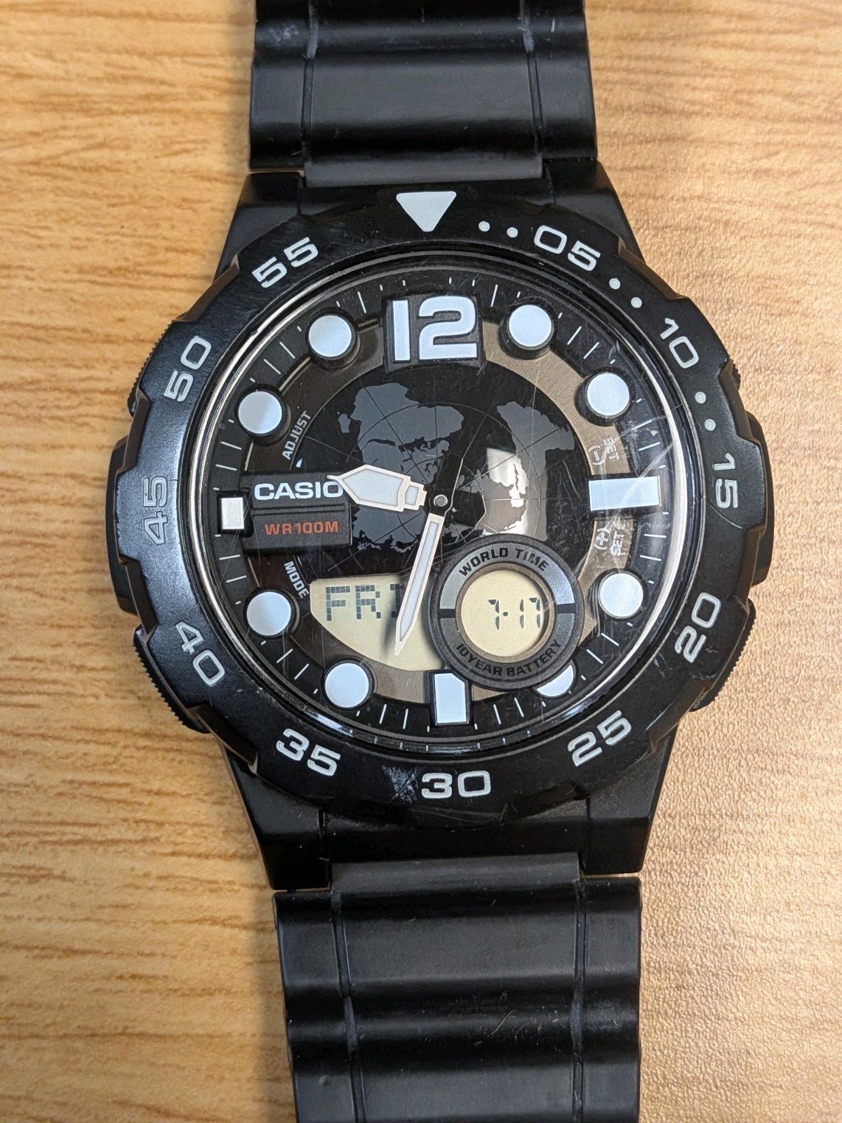 Casio AEQ-100W-1AV Sport Watch World Time Alarm Chronograph Telememo 30