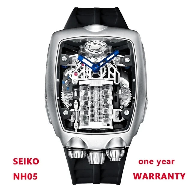 🔥USA🔥Design BUGATTI STYLE Engine 16 Cylinder Men’s Seiko NH05 Automatic Watch