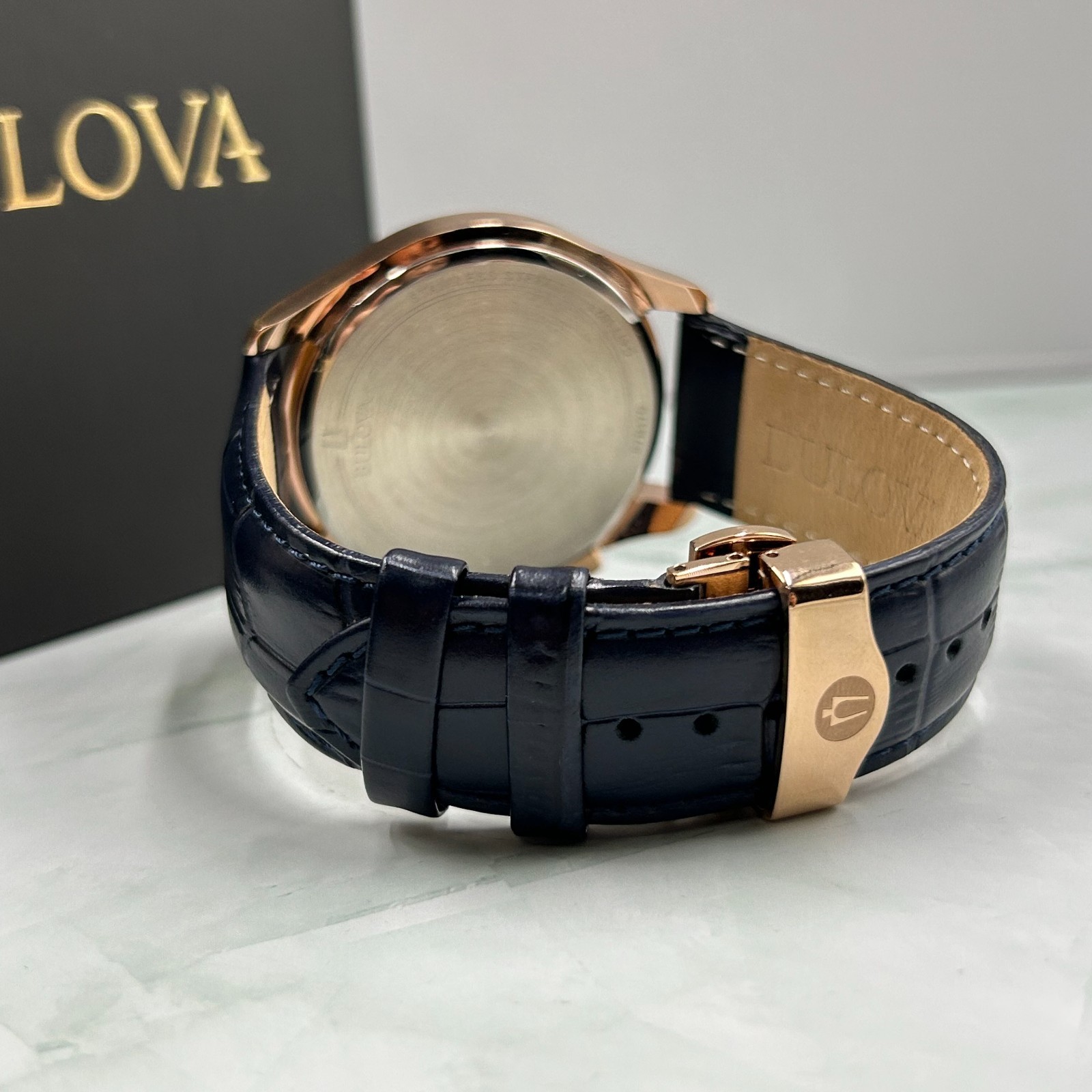 Bulova 97B170 Wilton Blue Classic Chronograph Men’s Quartz Leather Watch 46.5MM