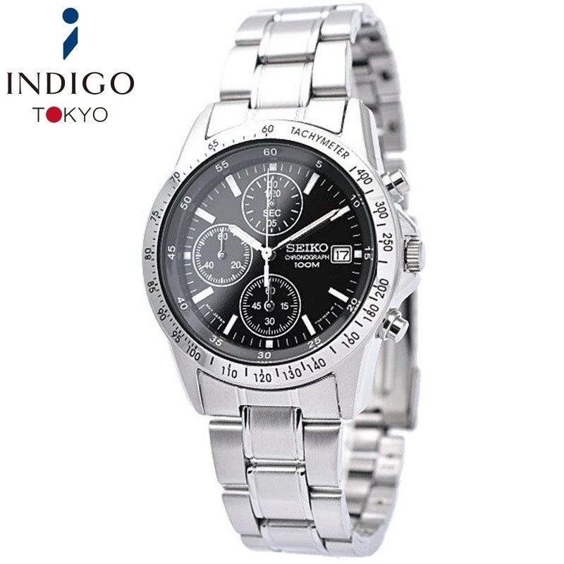 SEIKO Chronograph SND367P1 Black Dial 38mm Watch SND367 SND367PC