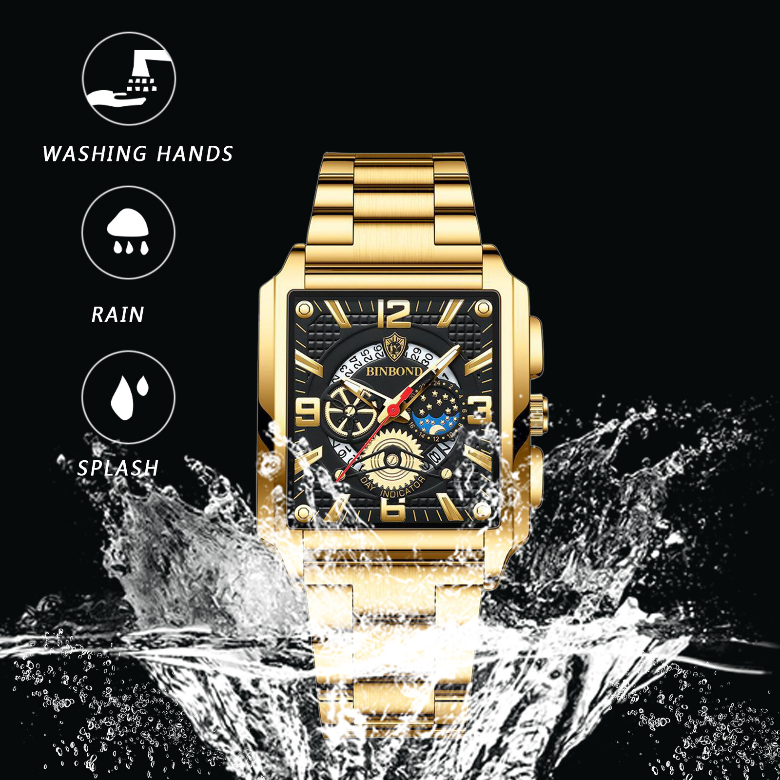 Waterproof Men Quartz Watch Business Stainless Steel Luminous Wristwatch Luxury