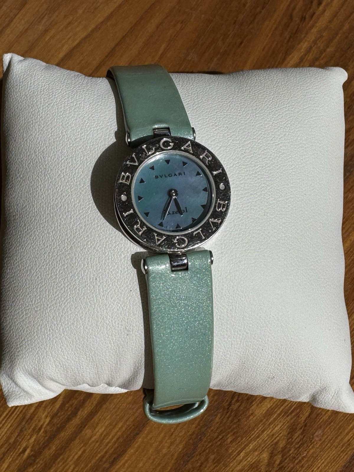 BVLGARI B.zero1 BZ22S 22mm Turquoise/Blue Mother If Pearl Dial Women’s Qz Watch