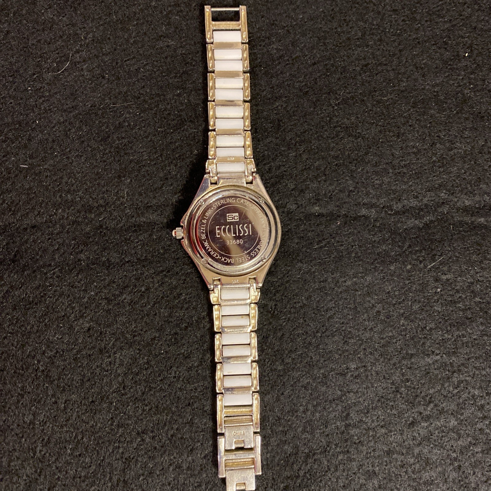 Ecclissi Sterling Silver .925 Watch Women’s White Ceramic Band New Battery