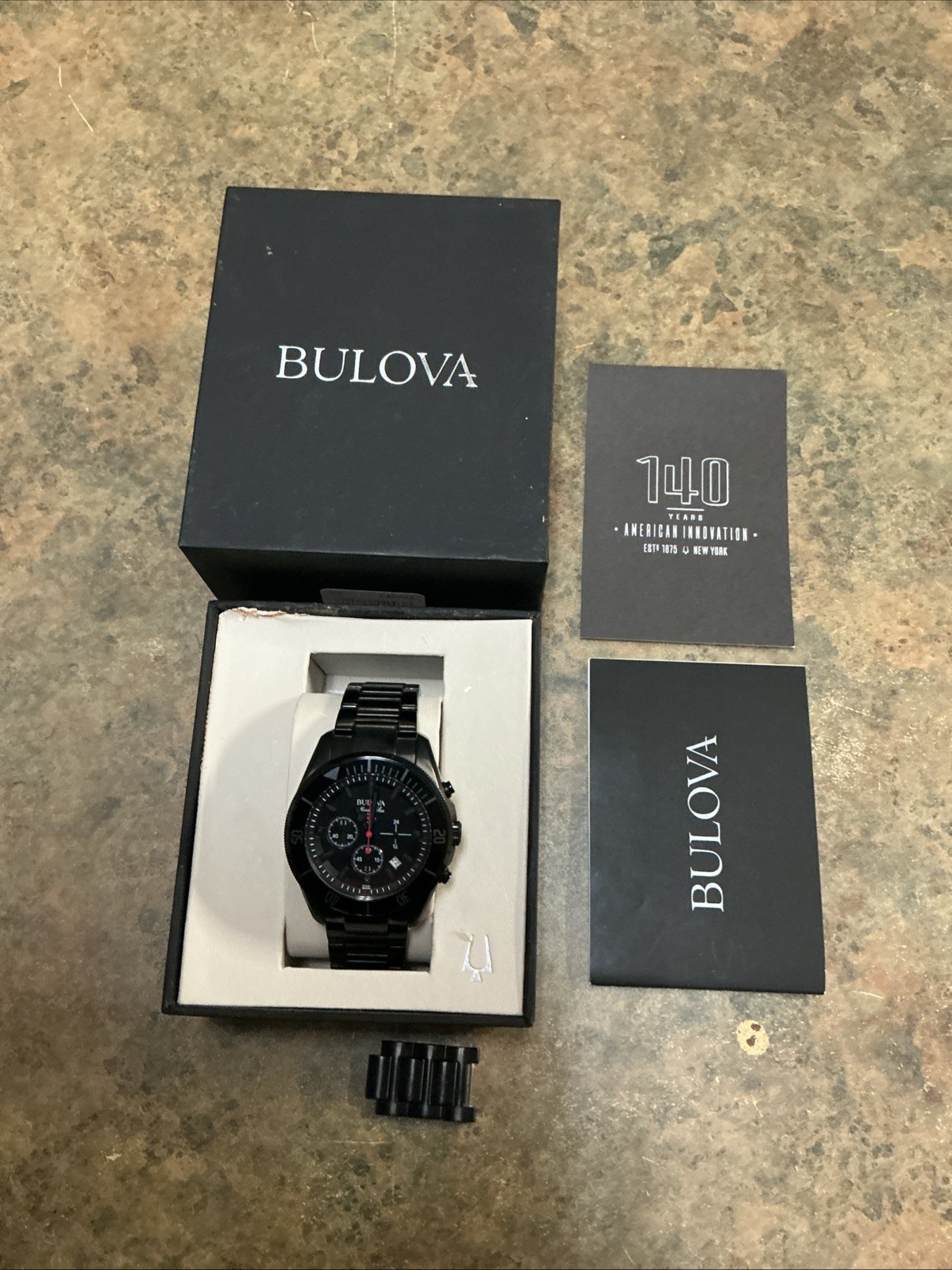 Bulova Marine Star Mens Watch 44mm Black Chronograph 98B231