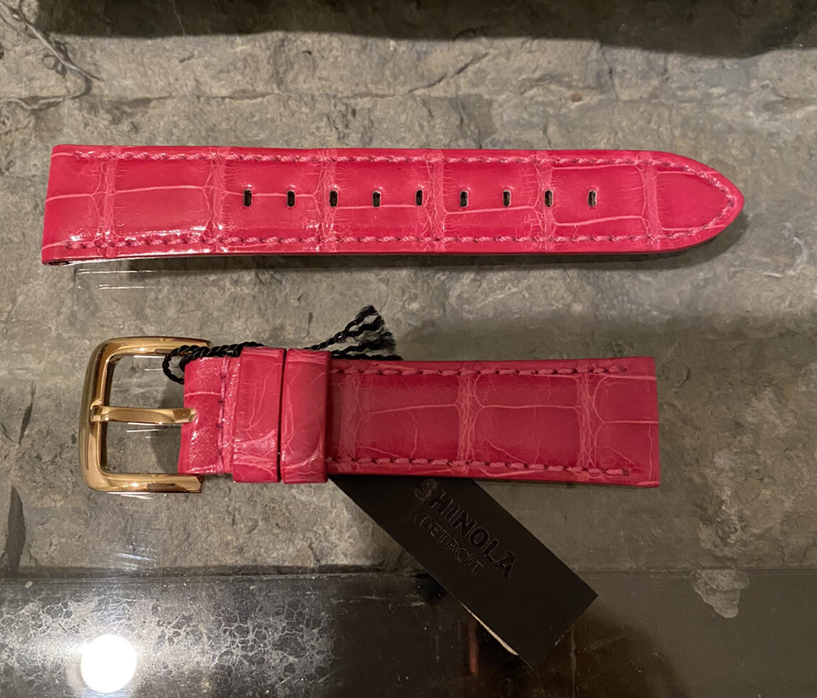 SHINOLA DETROIT 20MM FUCHSIA ALLIGATOR LEATHER WATCH BAND MEN WOMEN NEW USA