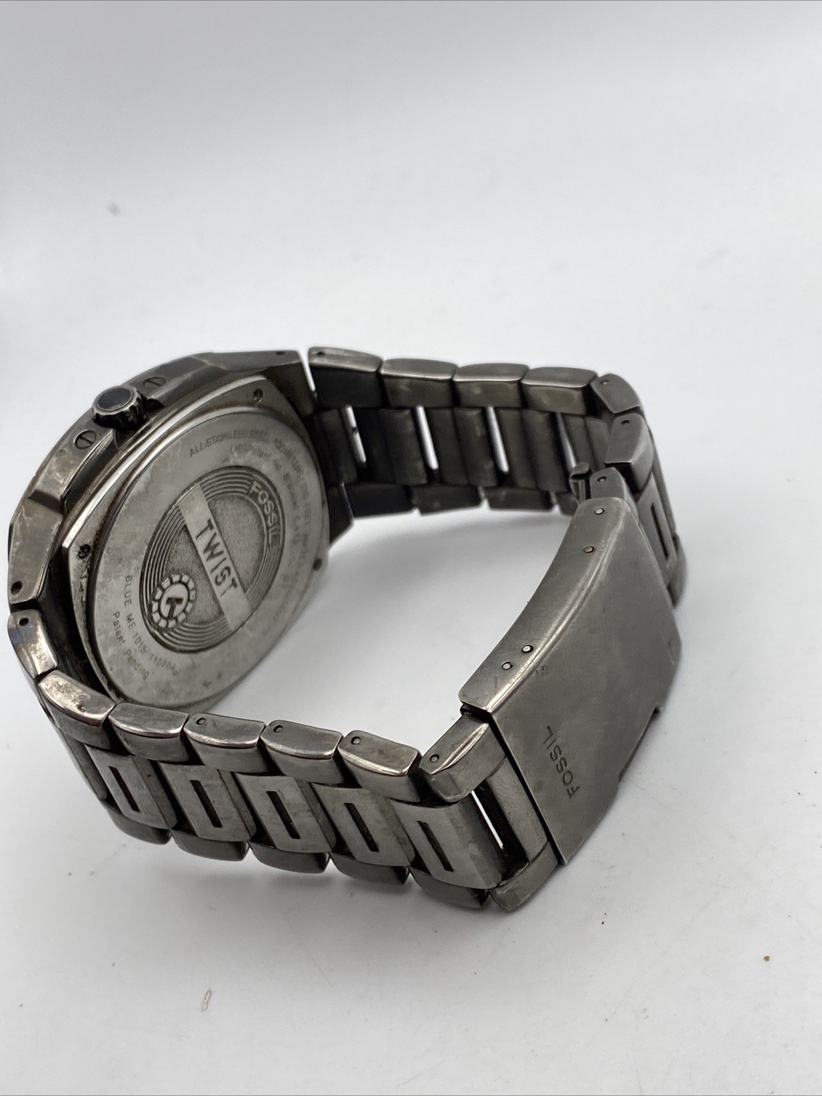 Fossil Twist Watch Men 42mm Silver Dial Black Tone ME1015 New Battery 8” READ