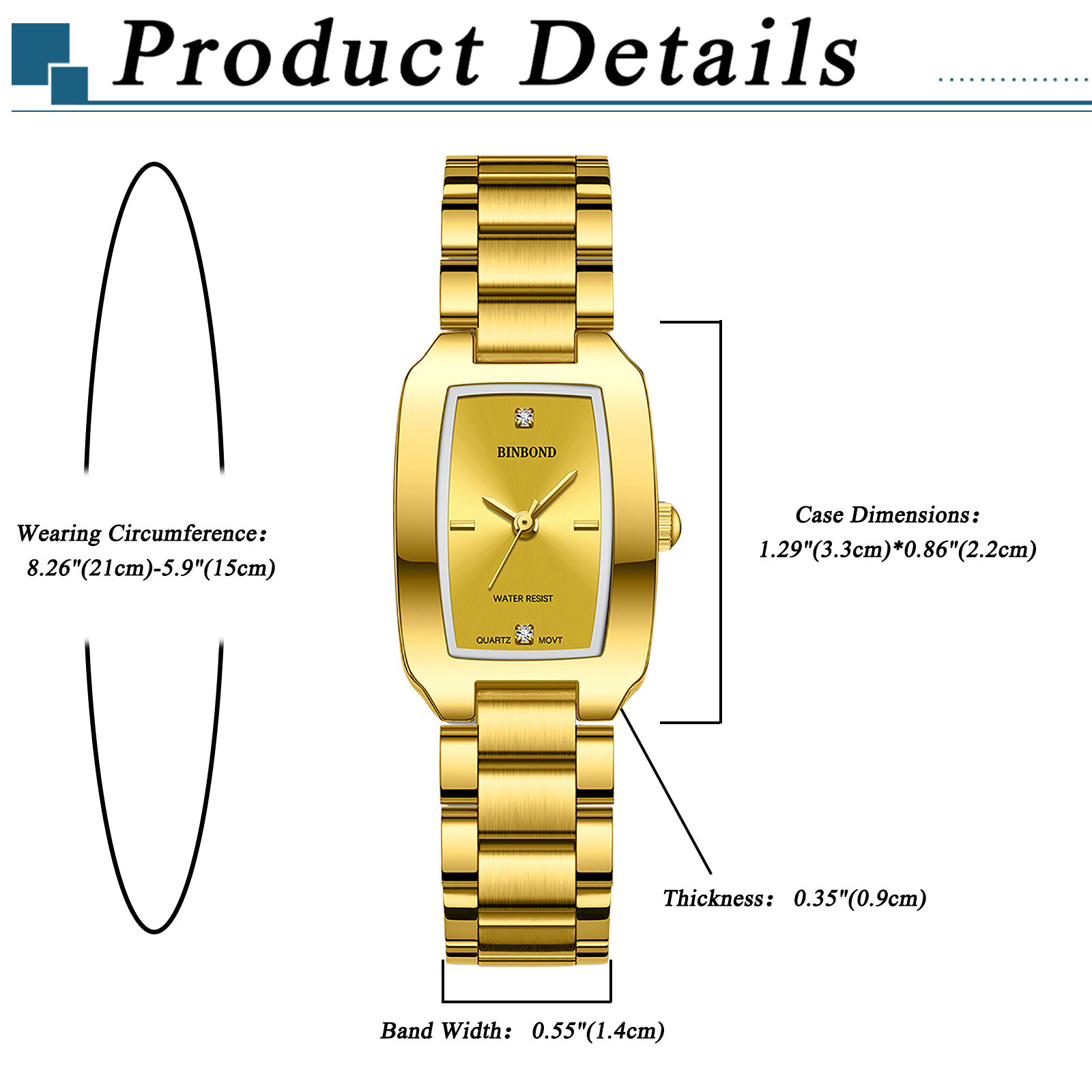 Women’s Charm Rectangle Dial Quartz Wrist Watch Stainless Steel Rhinestone Dial