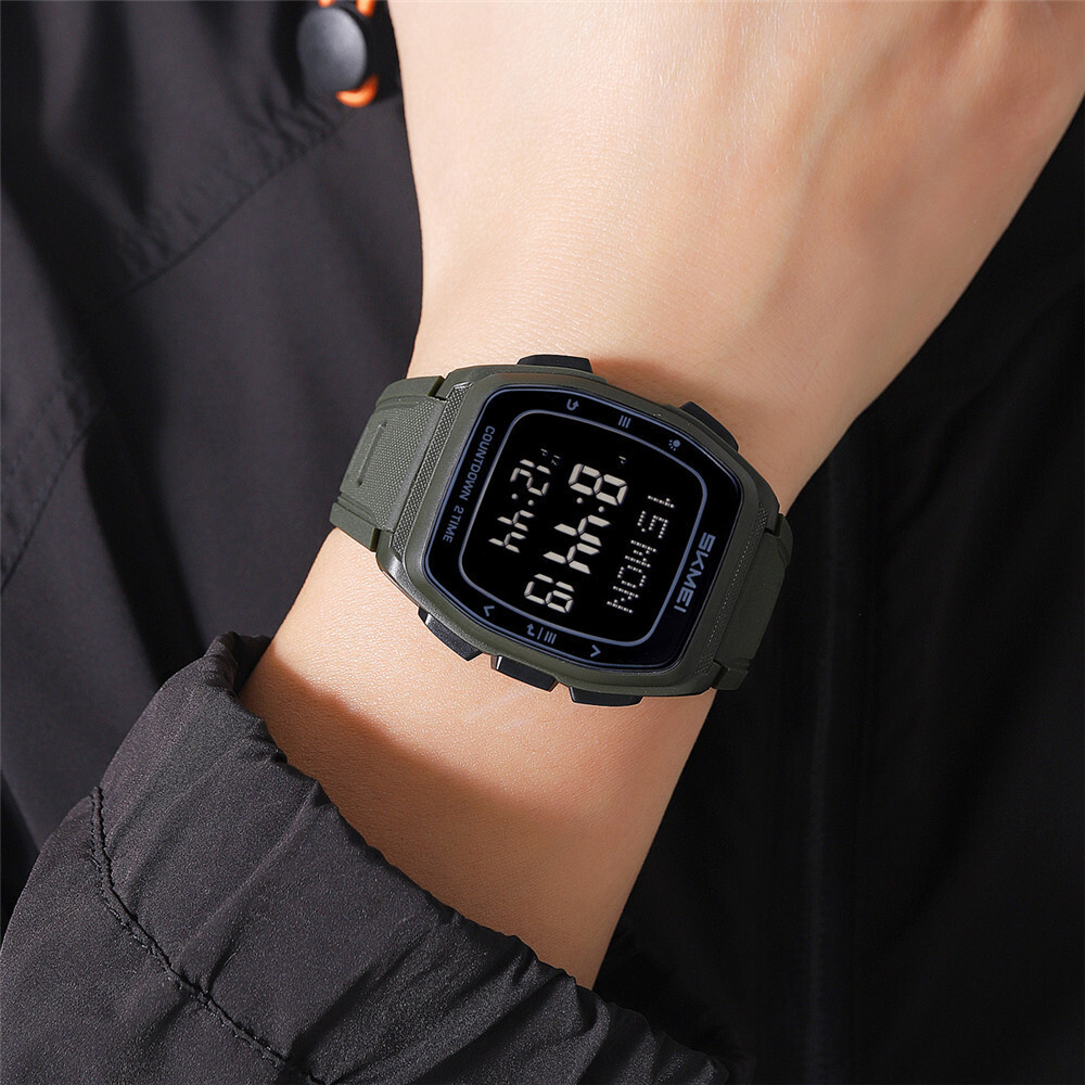 SKMEI Men Rectangle Watch Digital Electronic Wristwatch Students Boy Sport Watch