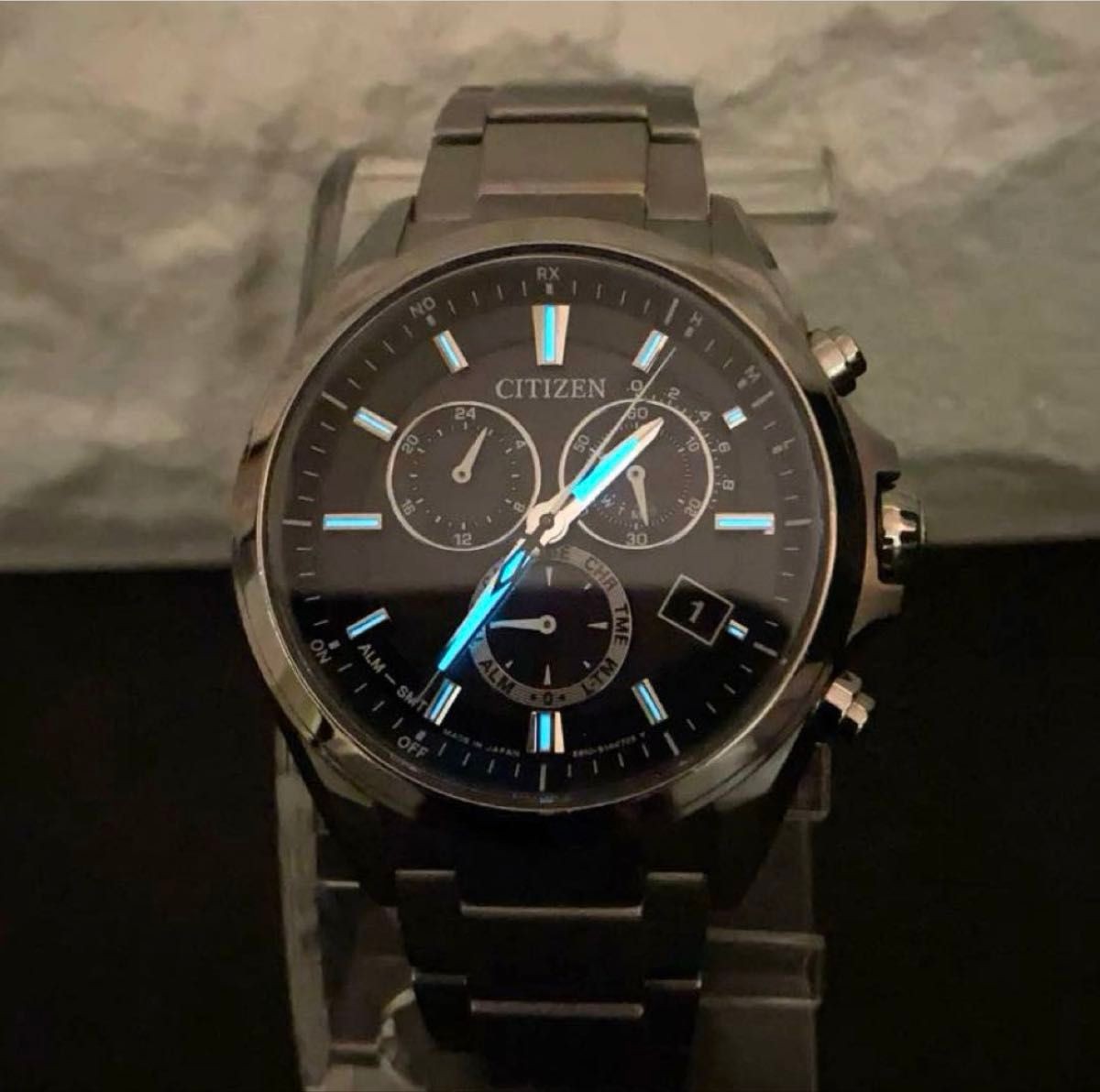 Citizen Attesa AT3050-51E Eco-Drive Radio Chrono Black Dial Titanium Watch Japan