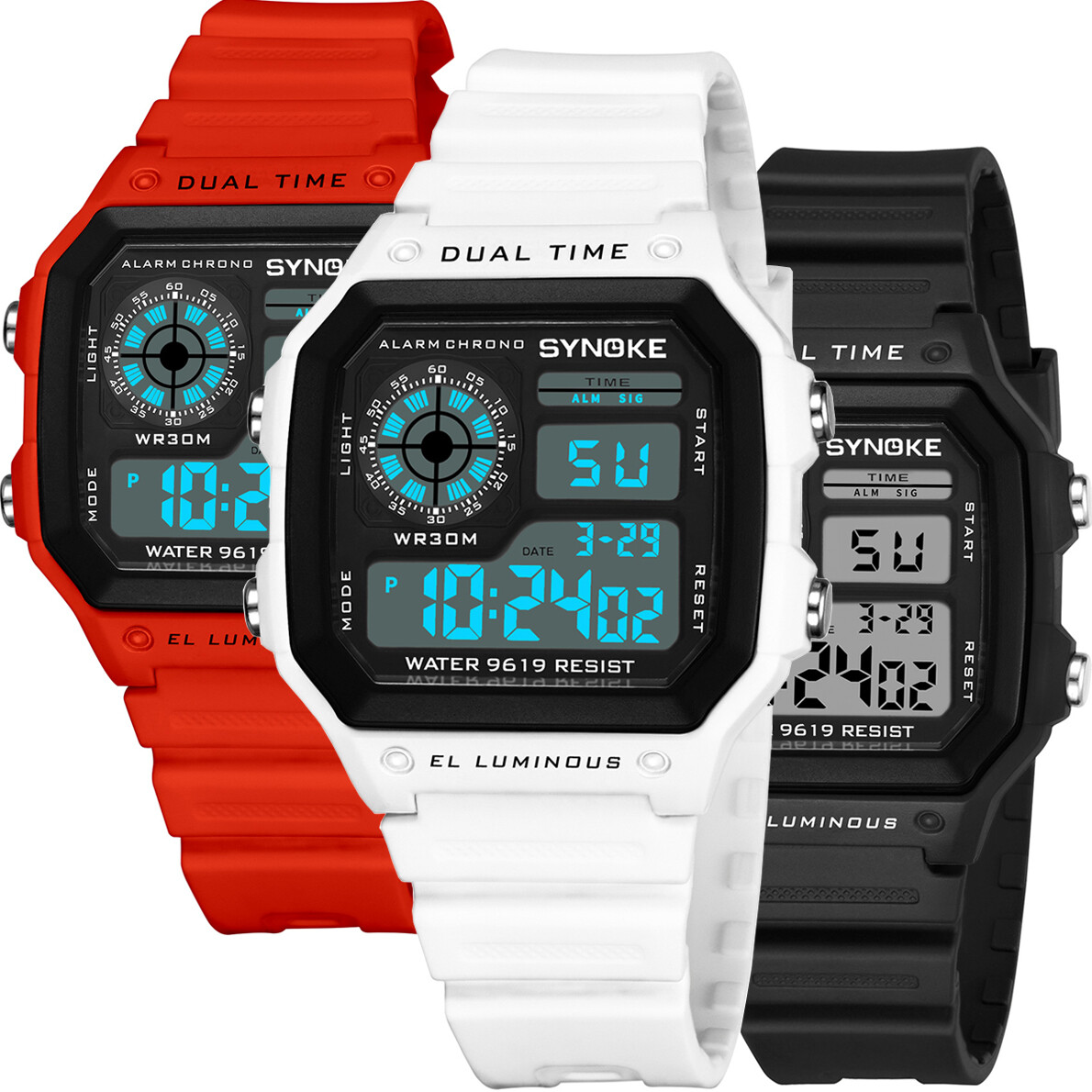 Fashion Men’s Sports Watch LED Large Digital Waterproof Multifunction Wristwatch