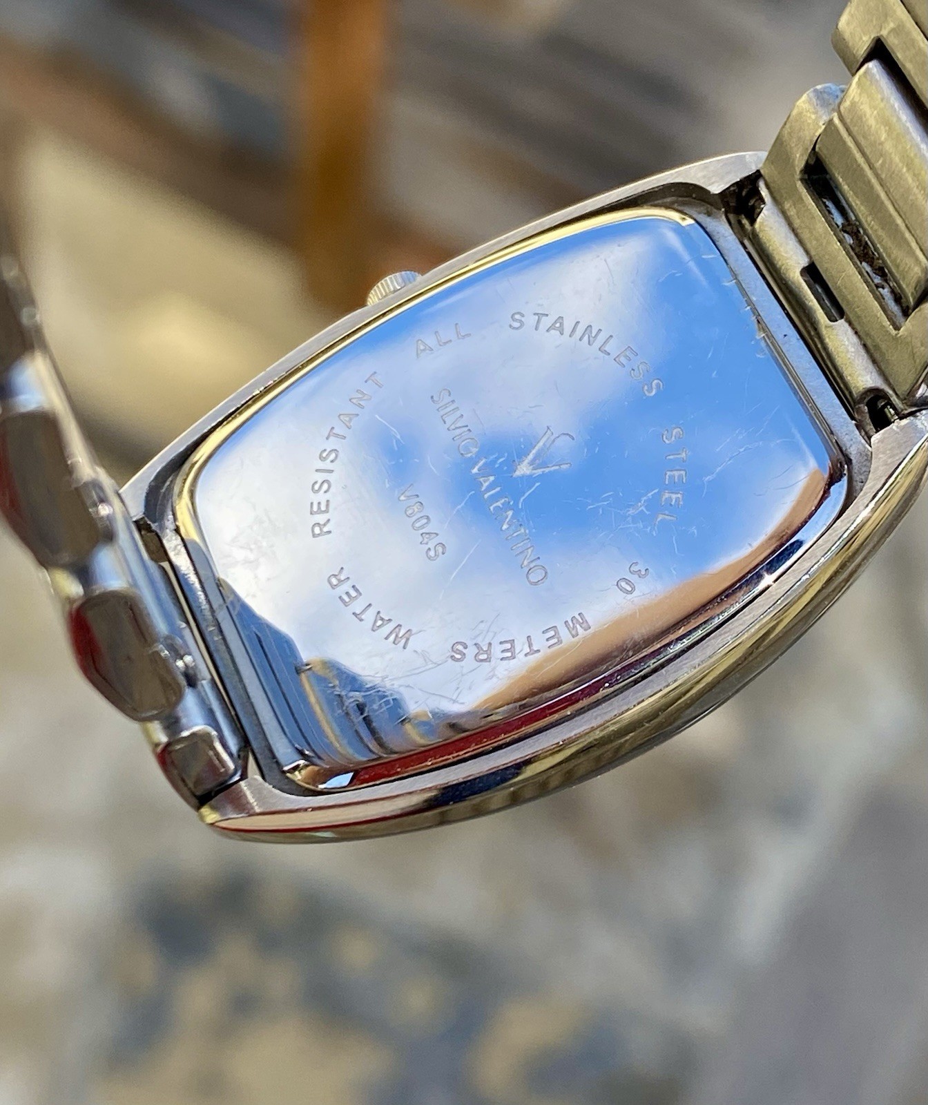Silvio Valentino Quartz Watch 25mm Tonneau Shaped All Stainless Steel Unisex
