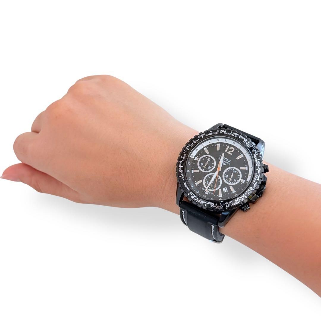 SEIKO PULSAR Chronograph Men’s Quartz Watch Black Used Japan