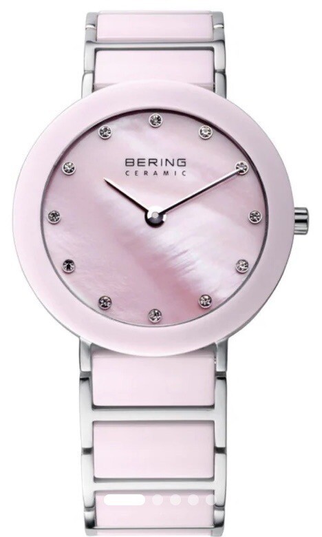 💯% Bering Women 10725-999 Ceramic Pink Dial Pink Watch Stainless/Ceramic