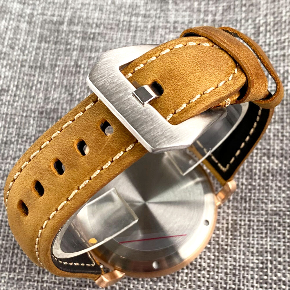 46.5mm Tandorio CUSN8 Solid Bronze Black Dial NH35A PT5000 Automatic Men Watch