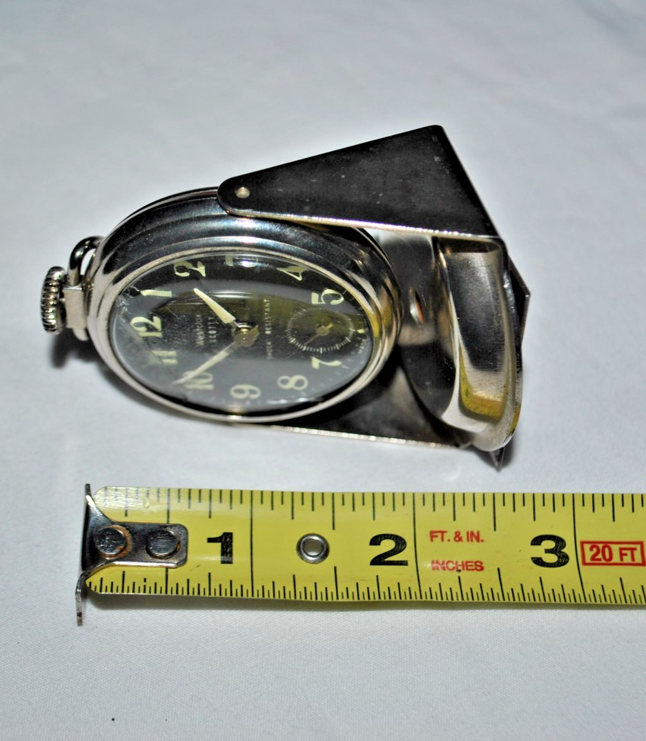 Westclox Scotty Pocket Watch Black Luminous Dial USA Magentic Stand & Chain read