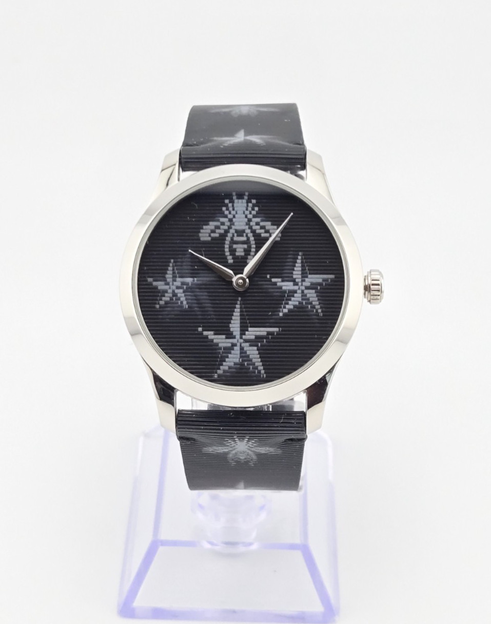 Gucci G-Timeless YA1264105 Women’s Bee and Star Black Dial Watch ⌚