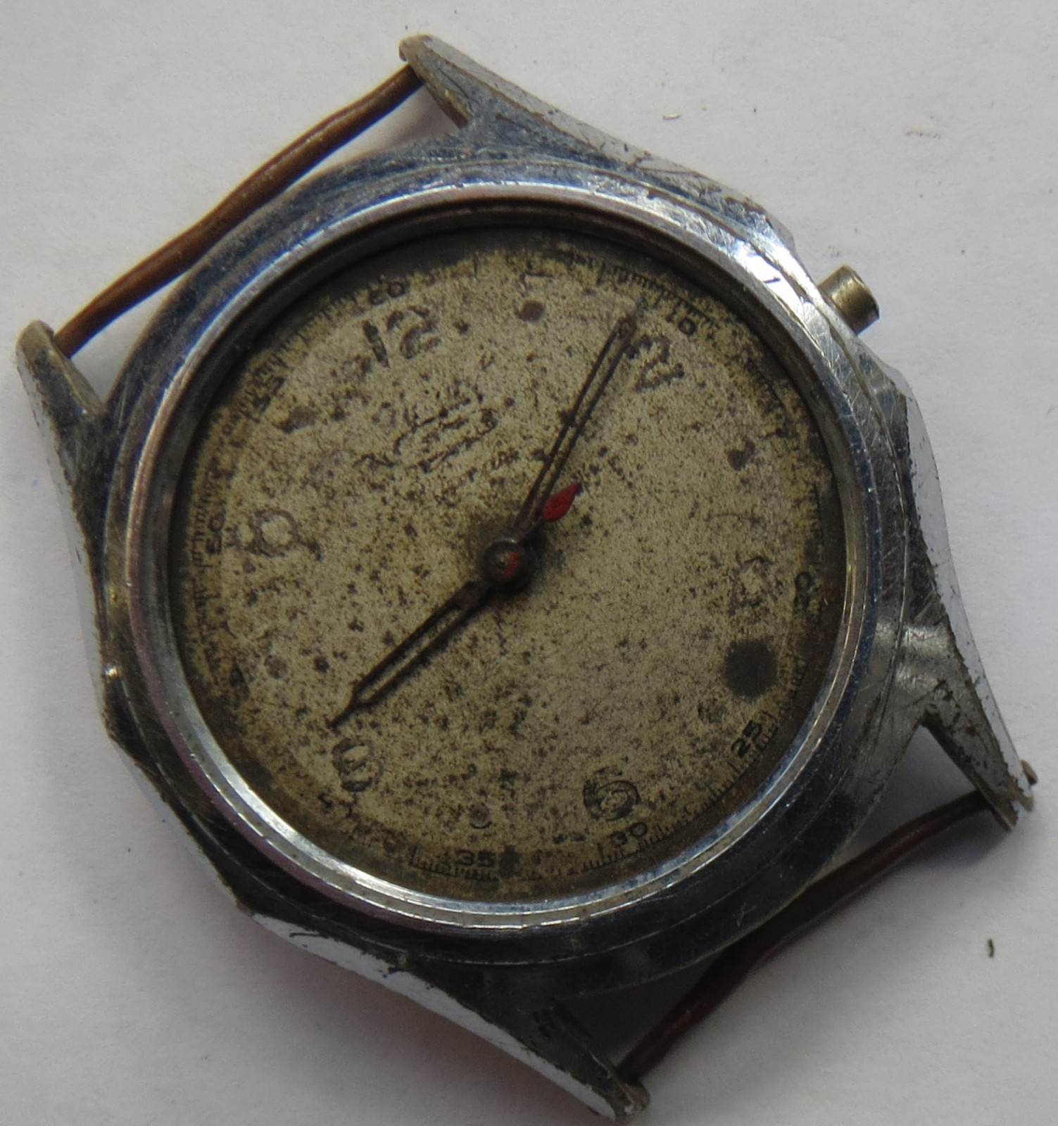 Fisk military wristwatch nickel chromiun case screw back automatic bumper