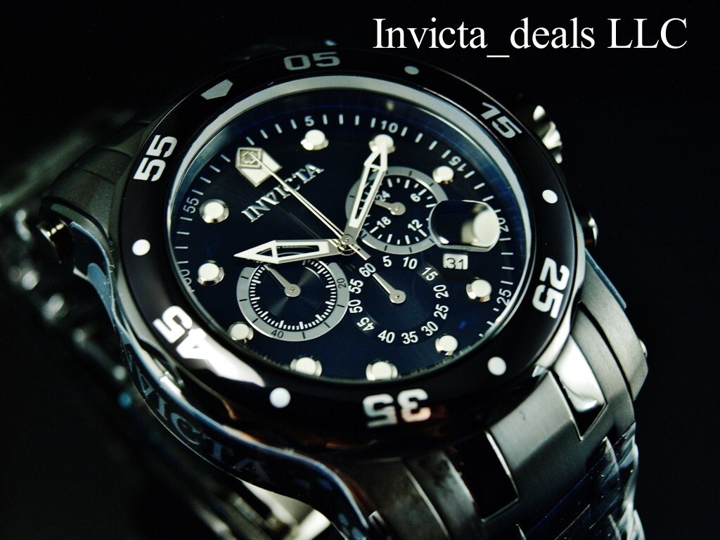 NEW Invicta 48mm Men’s Pro Diver SCUBA Chronograph BLACK DIAL Triple Black Watch