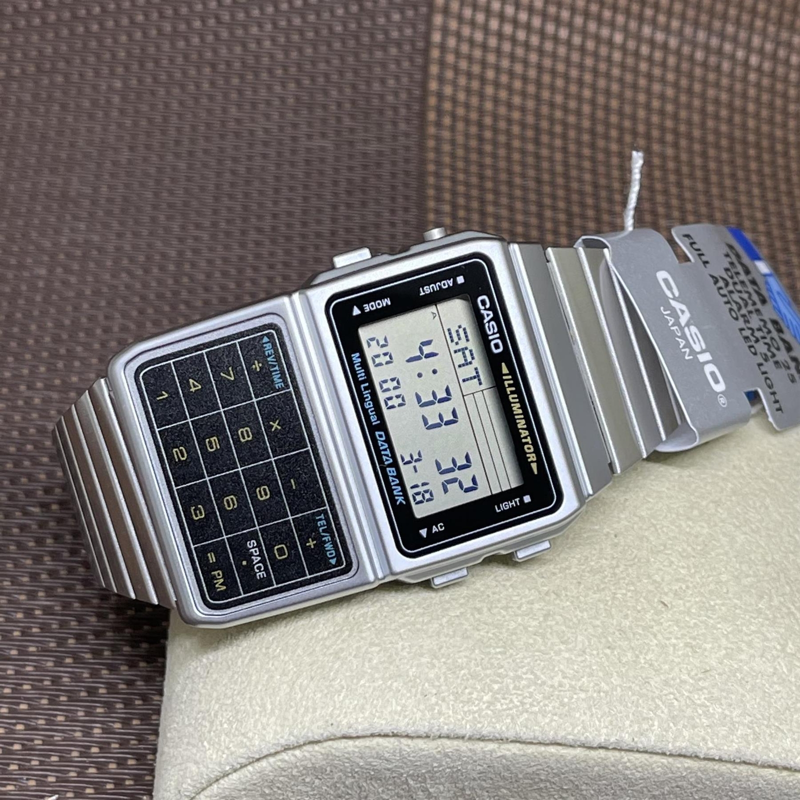 Casio DBC-611-1D Databank Men Calculator Alarm Stainless Steel Digital Watch