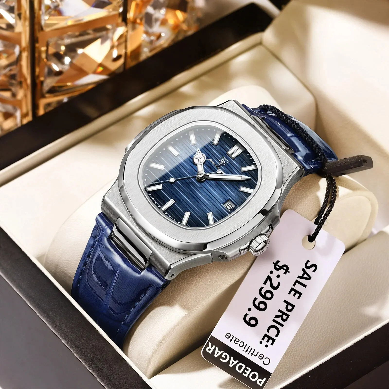 Luxury Square Man Watch Date Waterproof Luminous Men Wristwatch High Quality